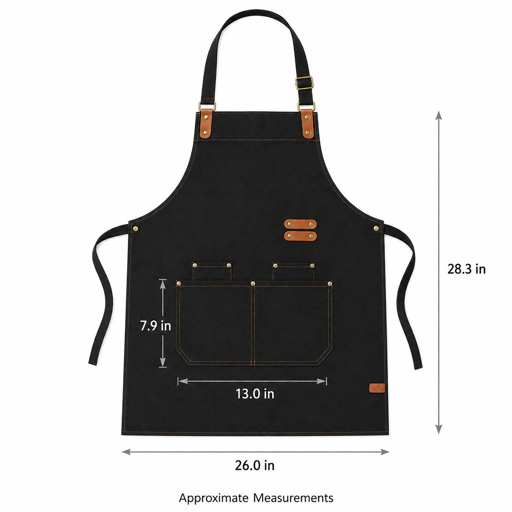 Water Resistant Canvas Bib Apron with Adjustable Straps and Pockets