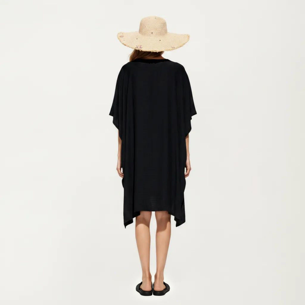 Anna-Kaci Women's Button Front Swim Cover Up Shirt Dress Loose Lightweight Beach Kaftan