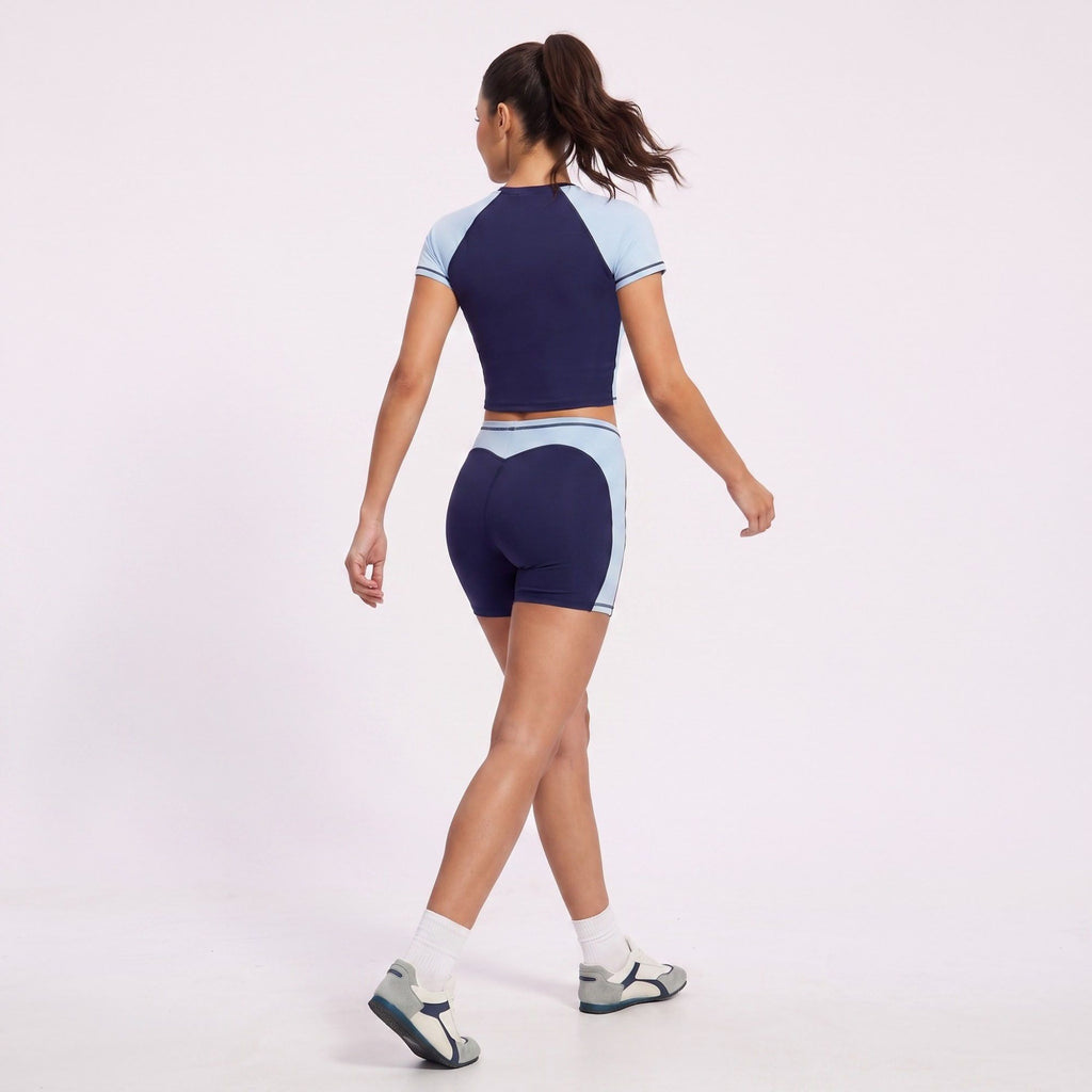 Short Sleeve Cropped Workout Top Crew Neck Fitted Athletic Shirt for Running Gym Training