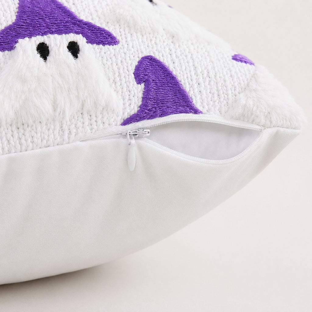 Halloween Tufted Witch Ghost Throw Pillow Cover for Couch Bed and Chair