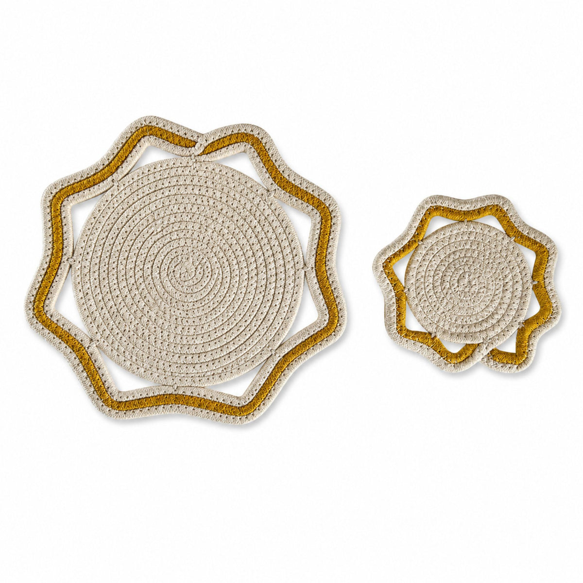 Woven Cotton Cord Octagonal Placemat and Coaster 2-Piece Set