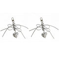 2 Pack Heart Charm Keychain with Bow Accent Bead Detail Clip and Key Ring Bag Accessory