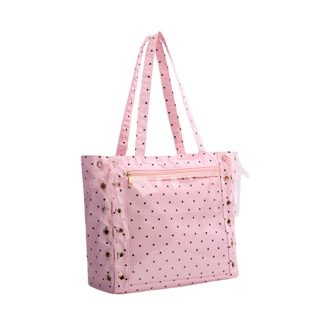 Clear Polka Dot Tote Bag for Women, Large Transparent Shoulder Bag with Bow Detail
