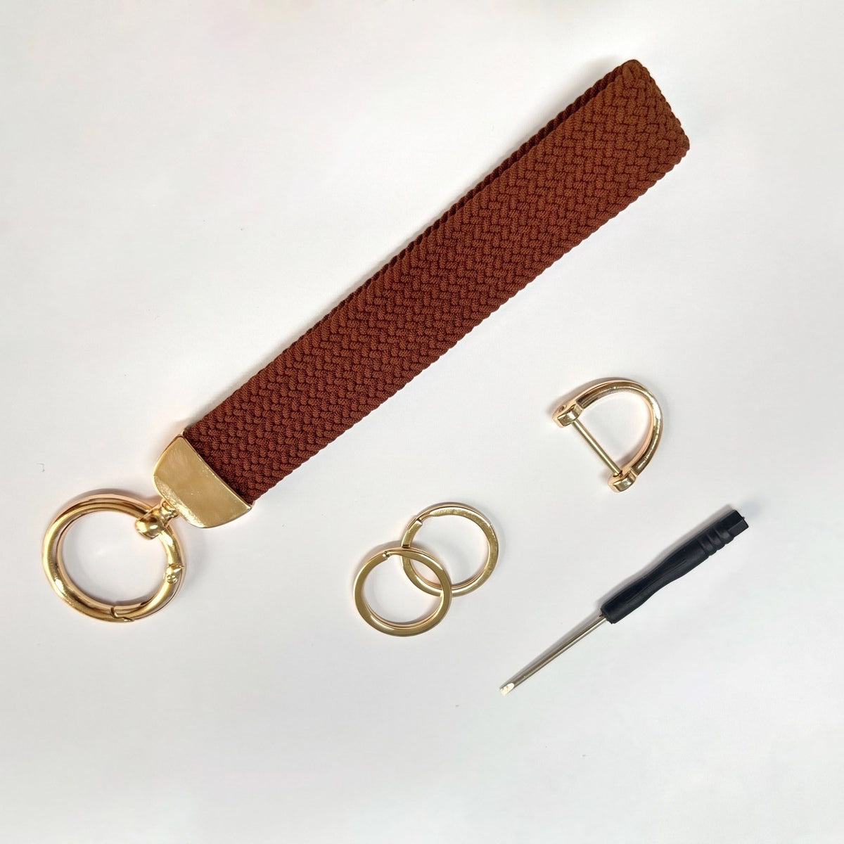 Woven Wristlet Keychain Strap with Hardware Kit