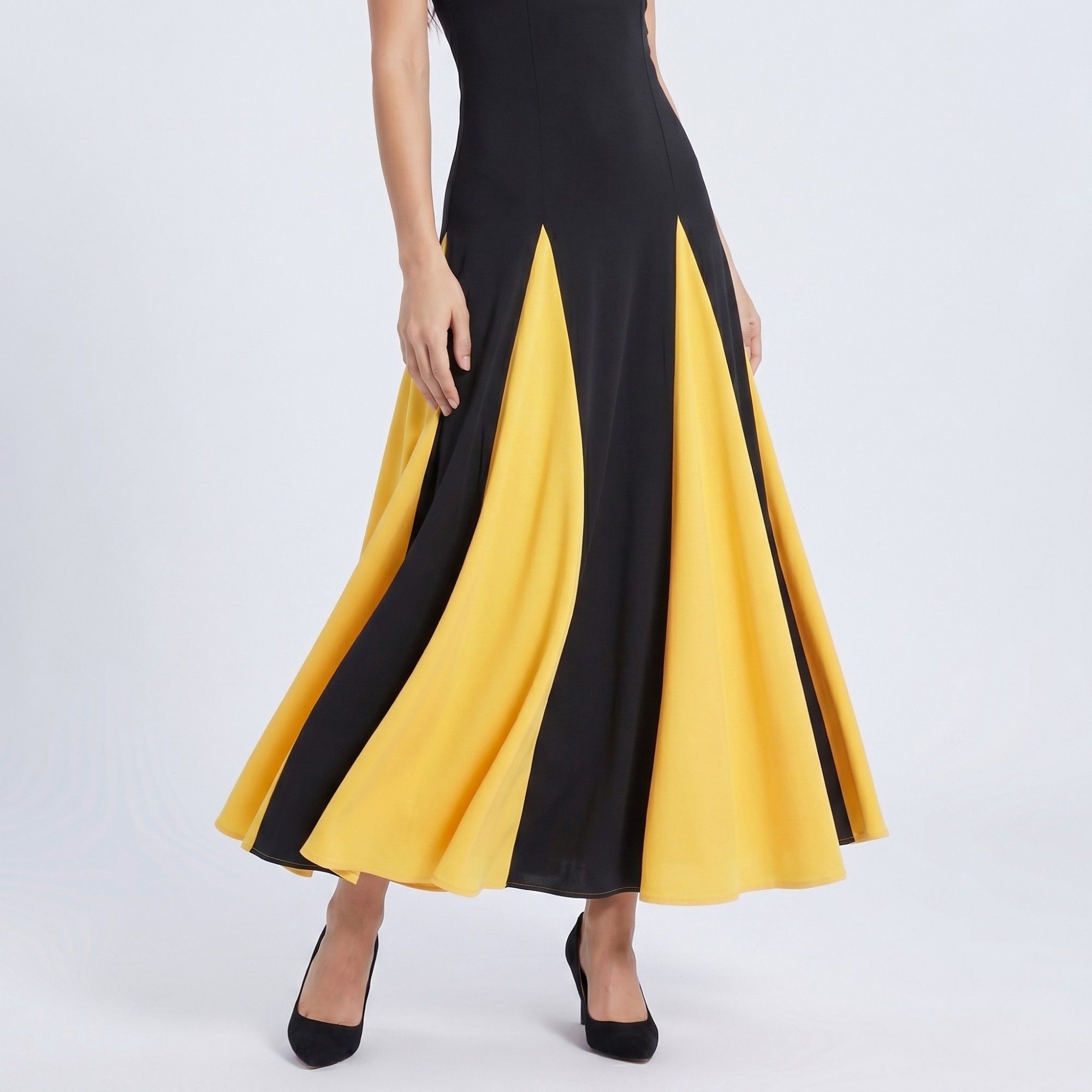Anna-Kaci Women's Spaghetti Strap Colorblock Fit and Flare Midi Dress