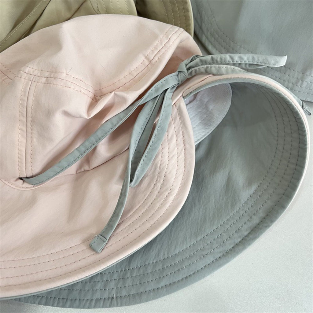 Wide Brim Bucket Sun Hat with Tie Strap