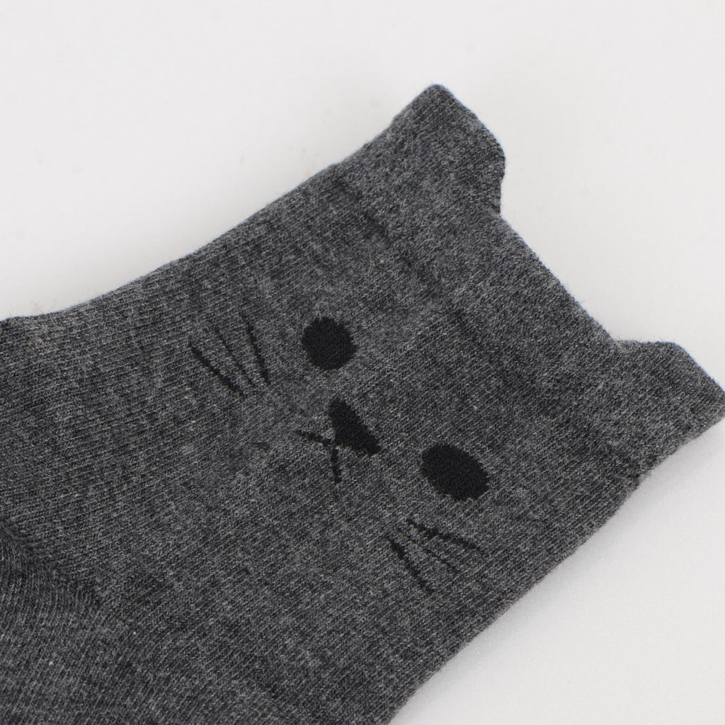 Anna-Kaci Women's Cat Face Grip Socks with Paw Print Anti-Slip Sole Soft Knit Ankle Socks for Home or Yoga 3-Pack