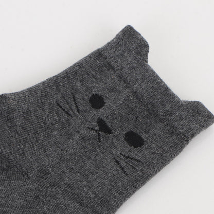Anna-Kaci Women's Cat Face Grip Socks with Paw Print Anti-Slip Sole Soft Knit Ankle Socks for Home or Yoga 3-Pack