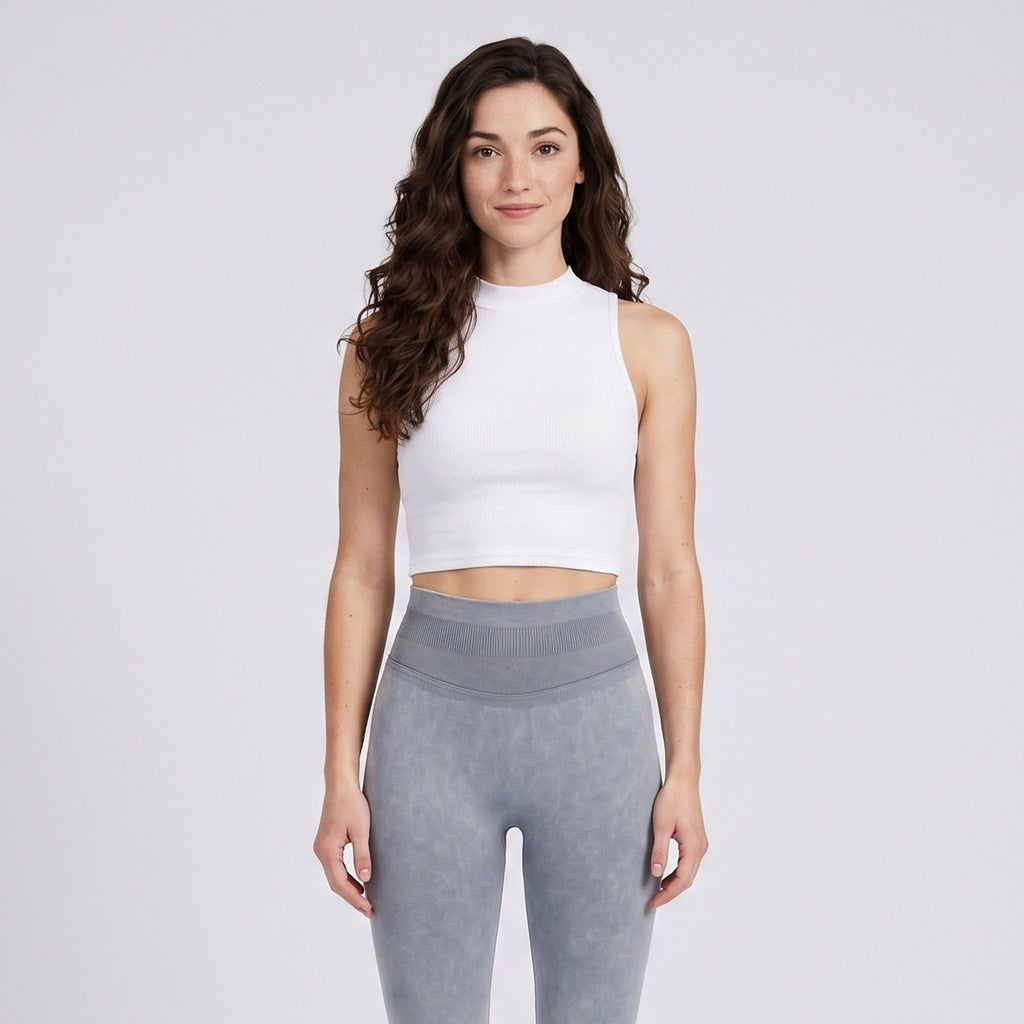 Anna-Kaci Women's High Waist Seamless Leggings with Ribbed Waistband and Contour Detail