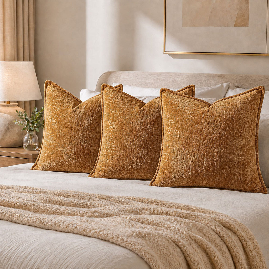 Textured Decorative Throw Pillow Cover Piped Edge Accent Cushion for Sofa Bed Chair