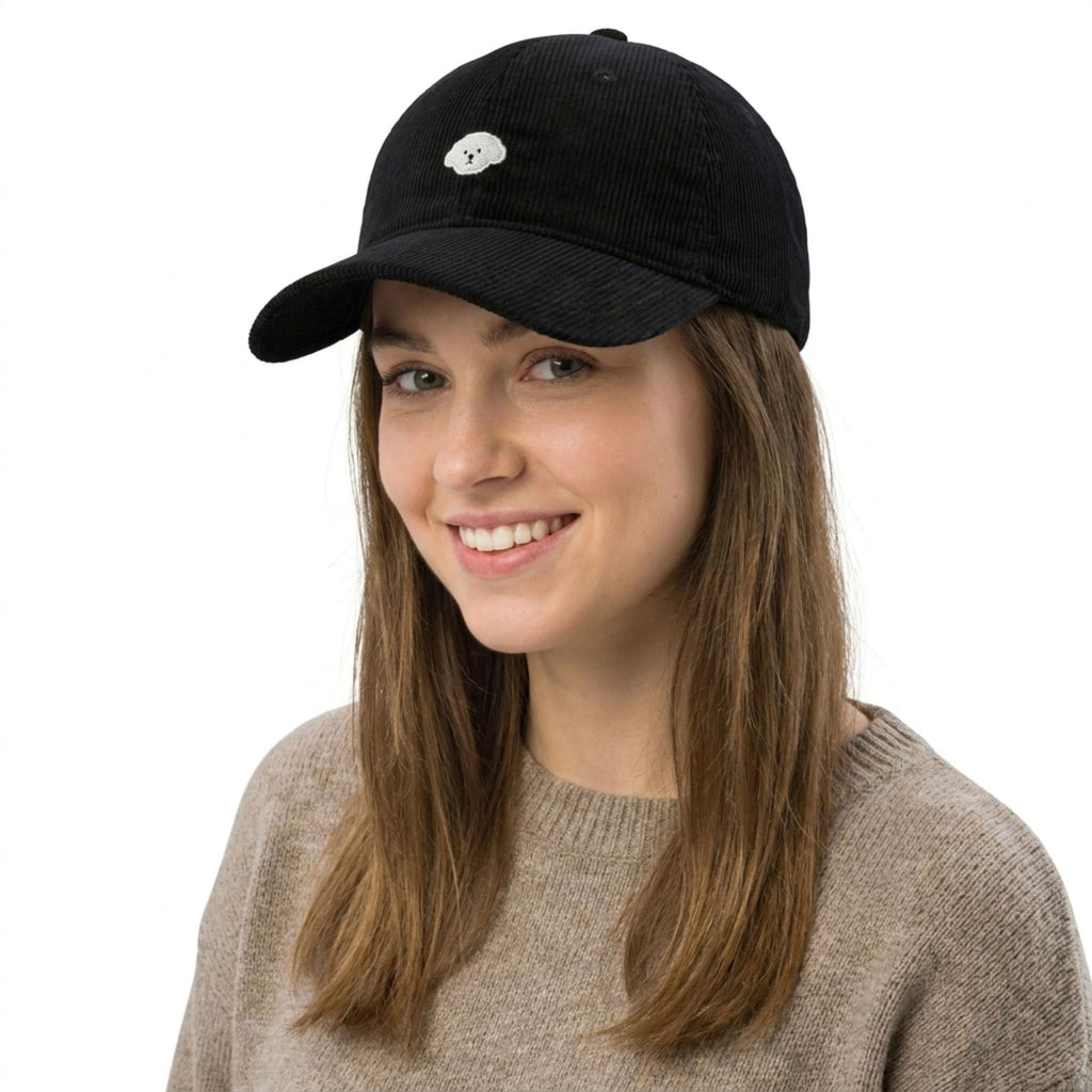 Corduroy Baseball Cap Dog Embroidered Adjustable Dad Hat