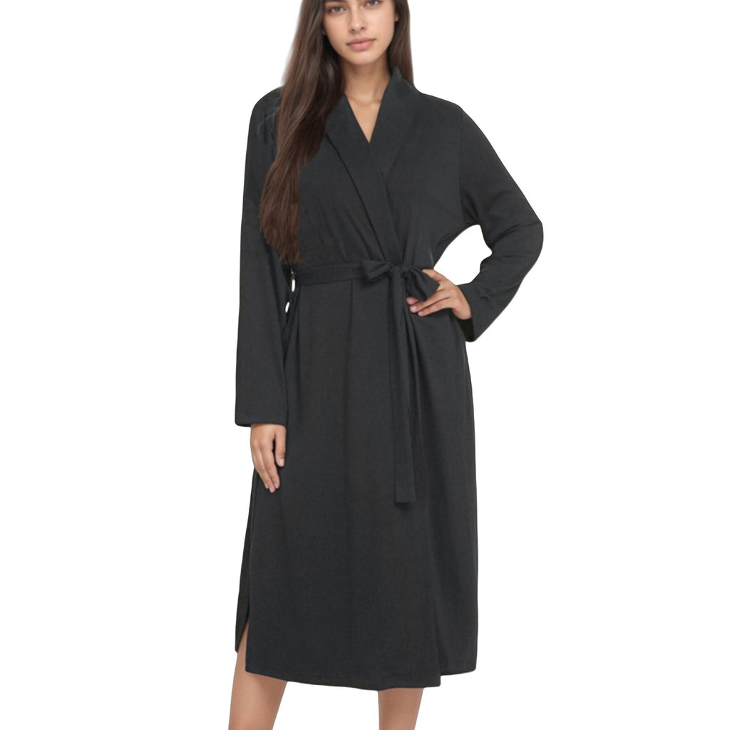 Anna-Kaci Lounge Women's Long Sleeve Wrap Robe with Waist Tie and Side Slits