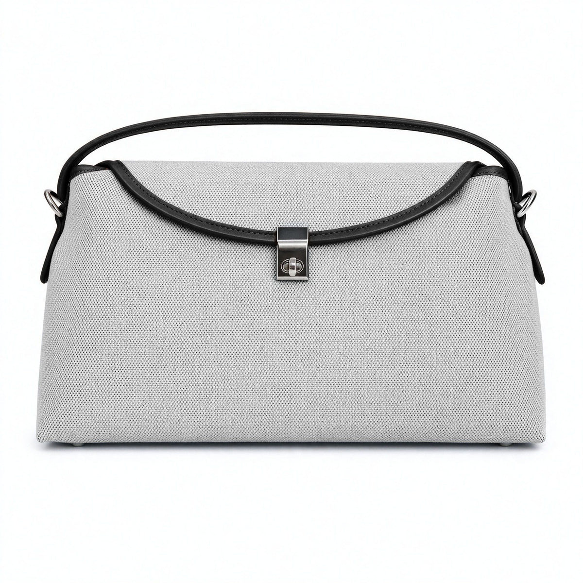 Structured Shoulder Bag with Top Handle Turn Lock and Crossbody Strap