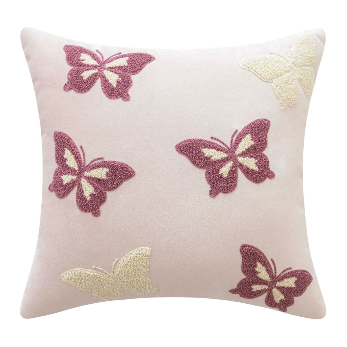 Butterfly Embroidered Throw Pillow Cover Decorative Square Cushion Cover for Sofa Couch Bed