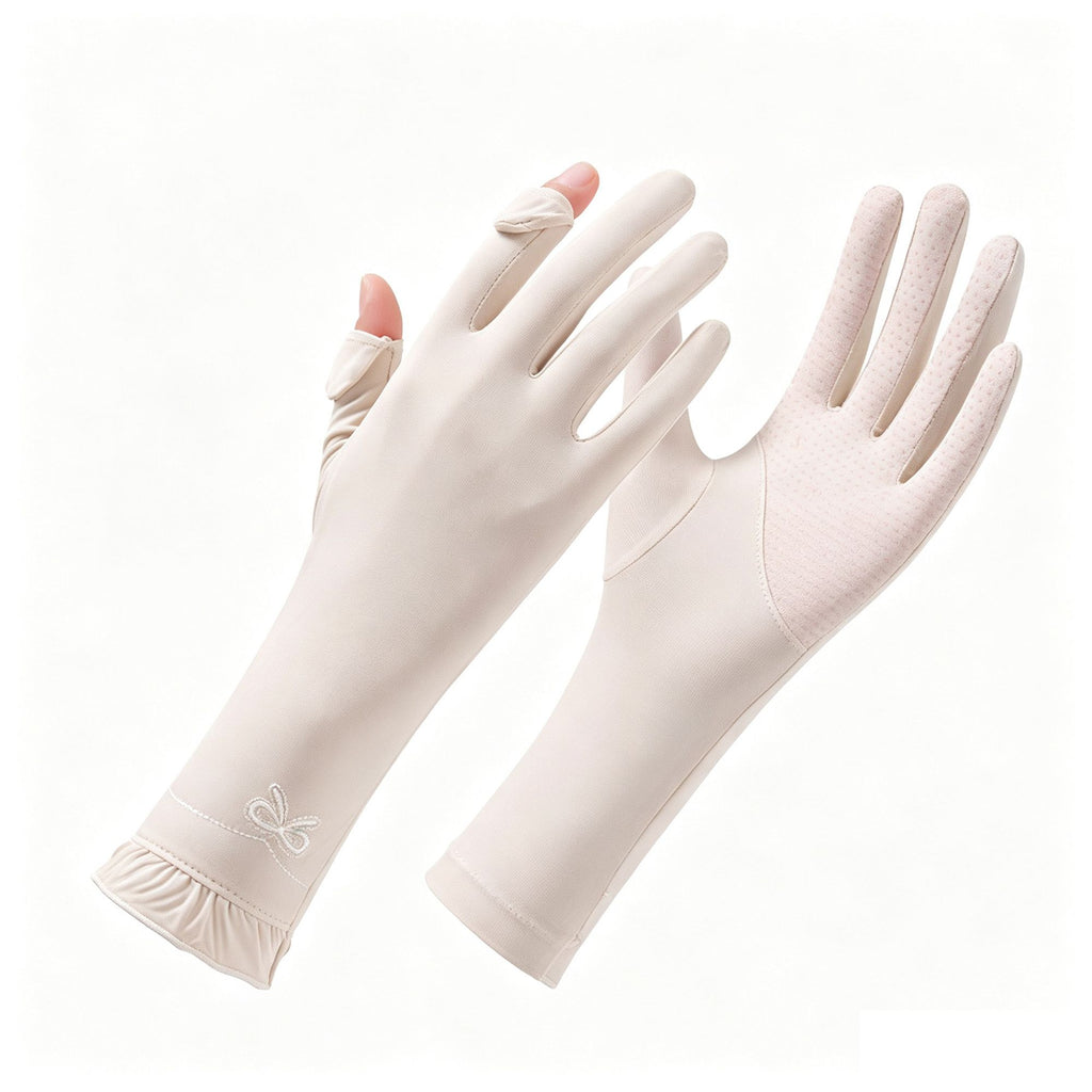Long Cuff Fingerless Sun Protection Cycling Gloves