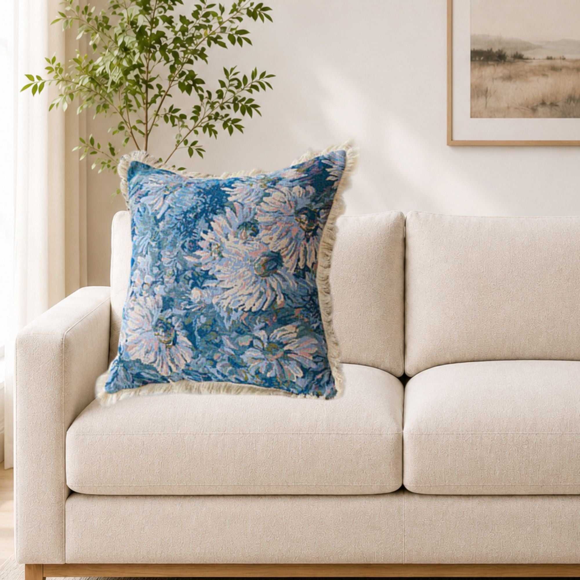 Cotton Throw Pillow 17.7*17.7 in Soft Decorative Cushion for Sofa Bed Chair