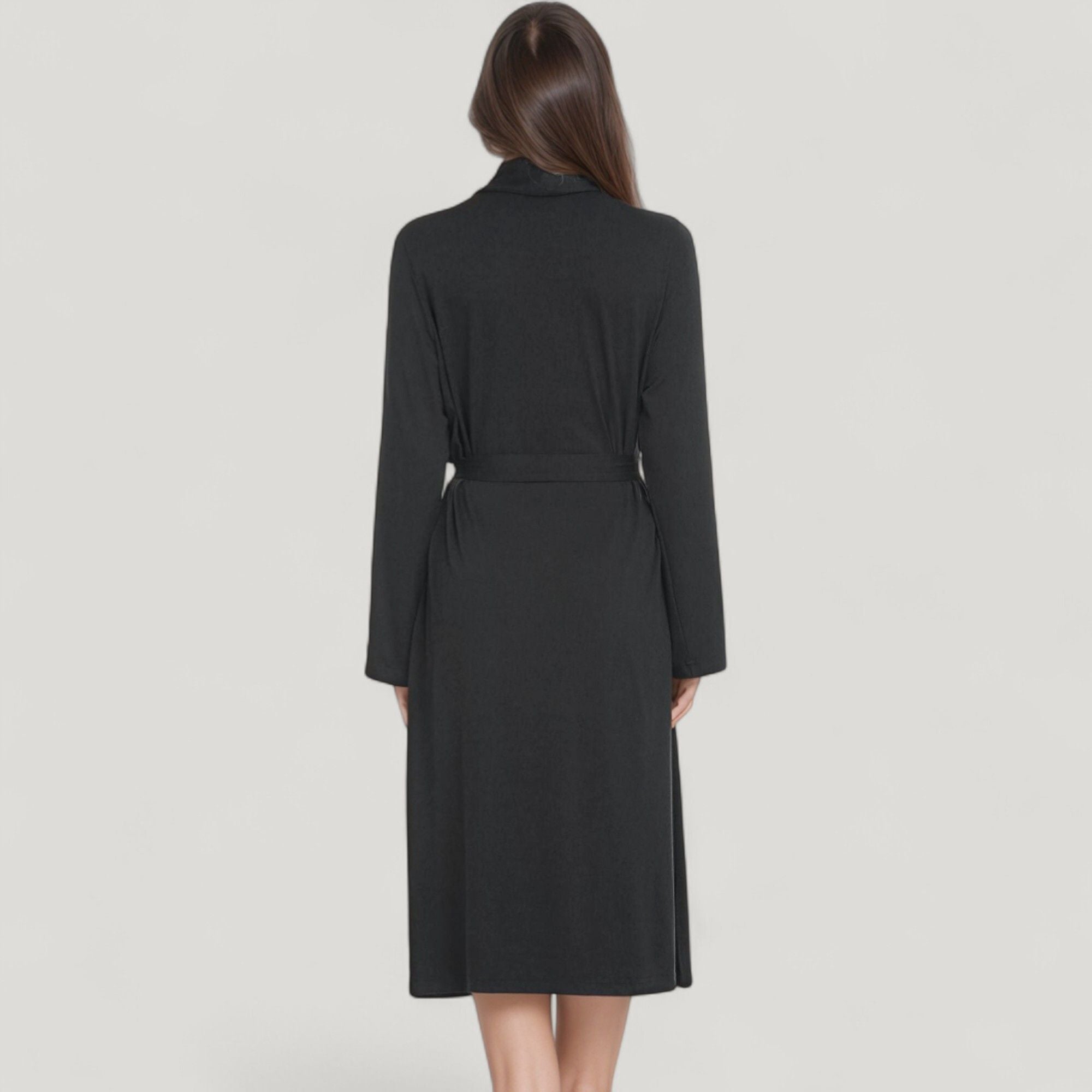 Anna-Kaci Lounge Women's Long Sleeve Wrap Robe with Waist Tie and Side Slits