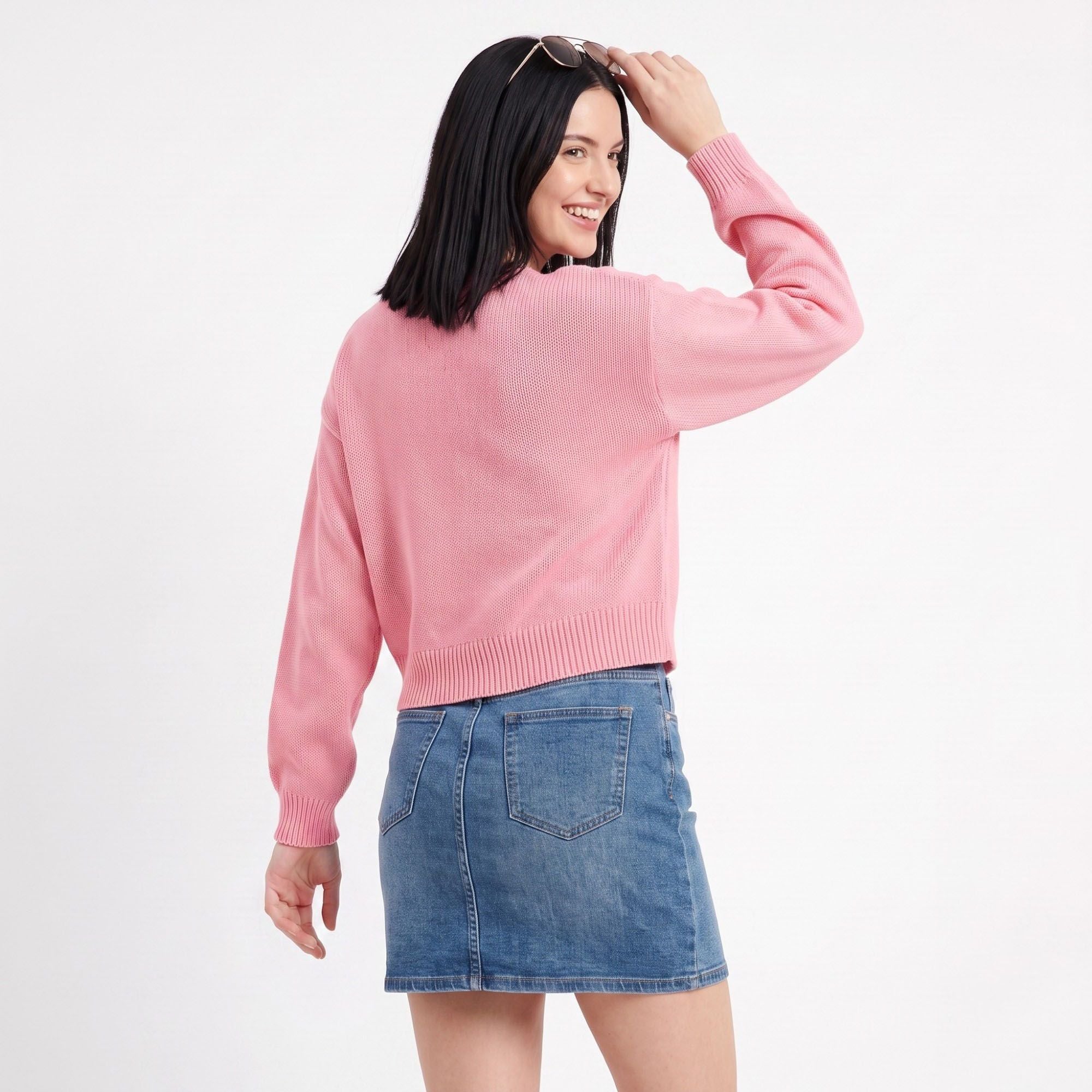 Tie-Front Long Sleeve Cropped Knit Cardigan