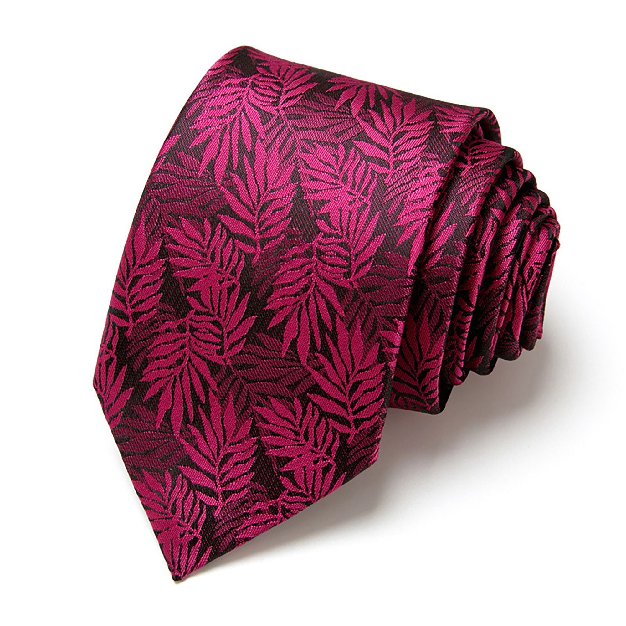 Alilang Men's Floral Print Tie with Woven Botanical Pattern and Classic Tapered Design