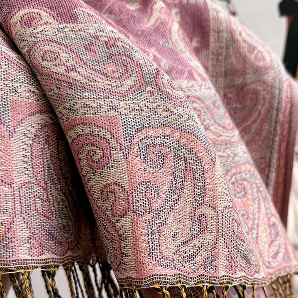 Paisley Pashmina Scarf with Fringe Trim 75*27.5 Inches