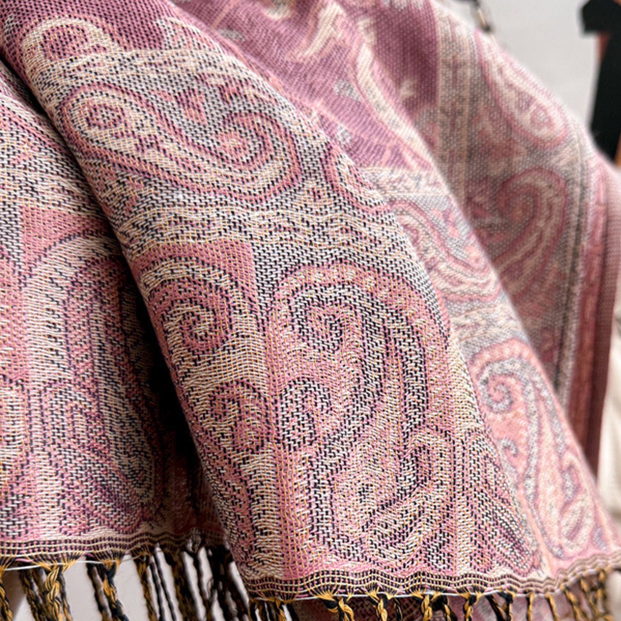 Paisley Pashmina Scarf with Fringe Trim 75*27.5 Inches