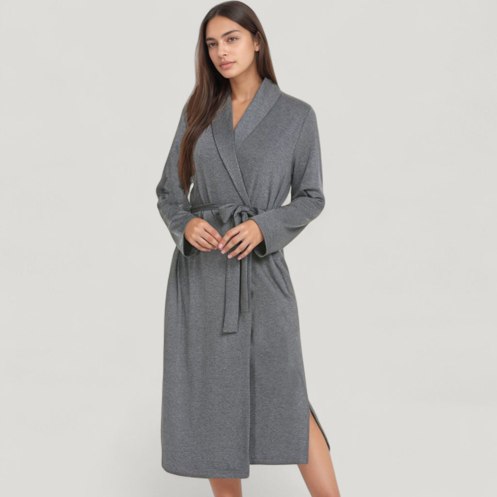 Anna-Kaci Lounge Women's Long Sleeve Wrap Robe with Waist Tie and Side Slits