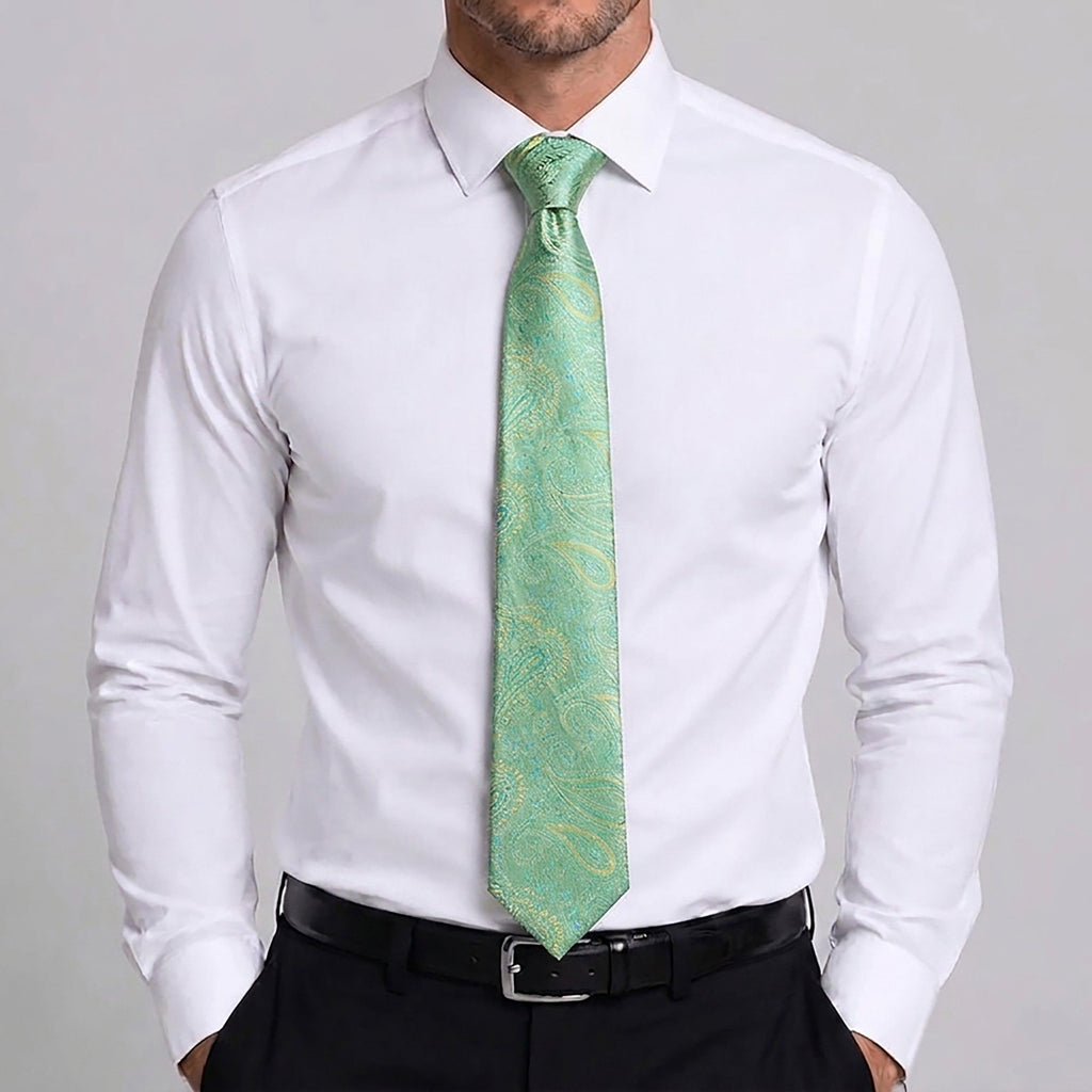 Men's Baroque Floral Tie Gift Set with Matching Pocket Square Cufflinks and Silver Tie Clip