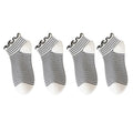 Anna-Kaci 4 Pairs Ankle Socks with Ruffle Trim Cuff Featuring Cherry, Grid, Stripe, and Polka Dot Designs
