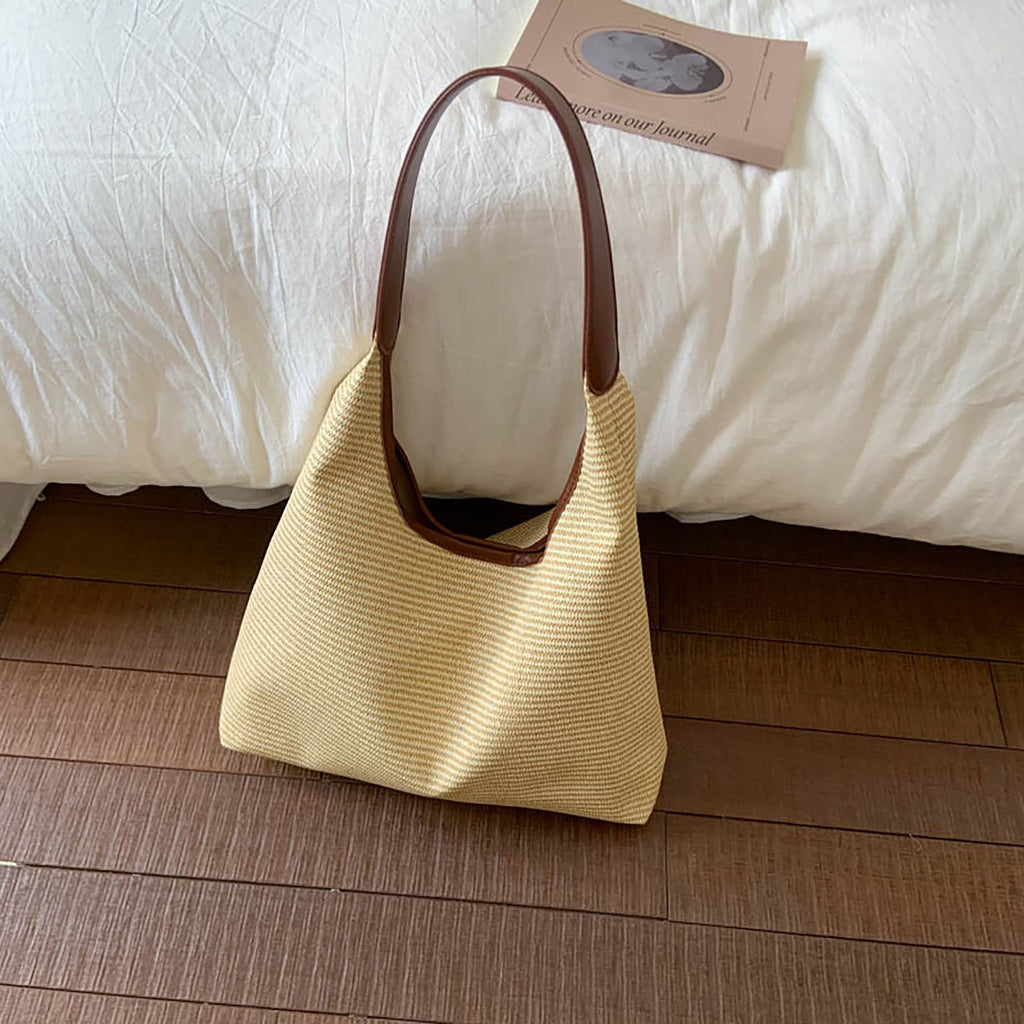 Canvas Shoulder Bag with Magnetic Closure and Fixed Strap