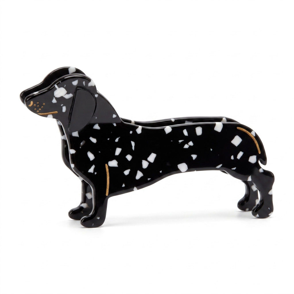 3pc Dachshund Dog Hair Claw Clip Set Speckled Puppy Hair Accessories