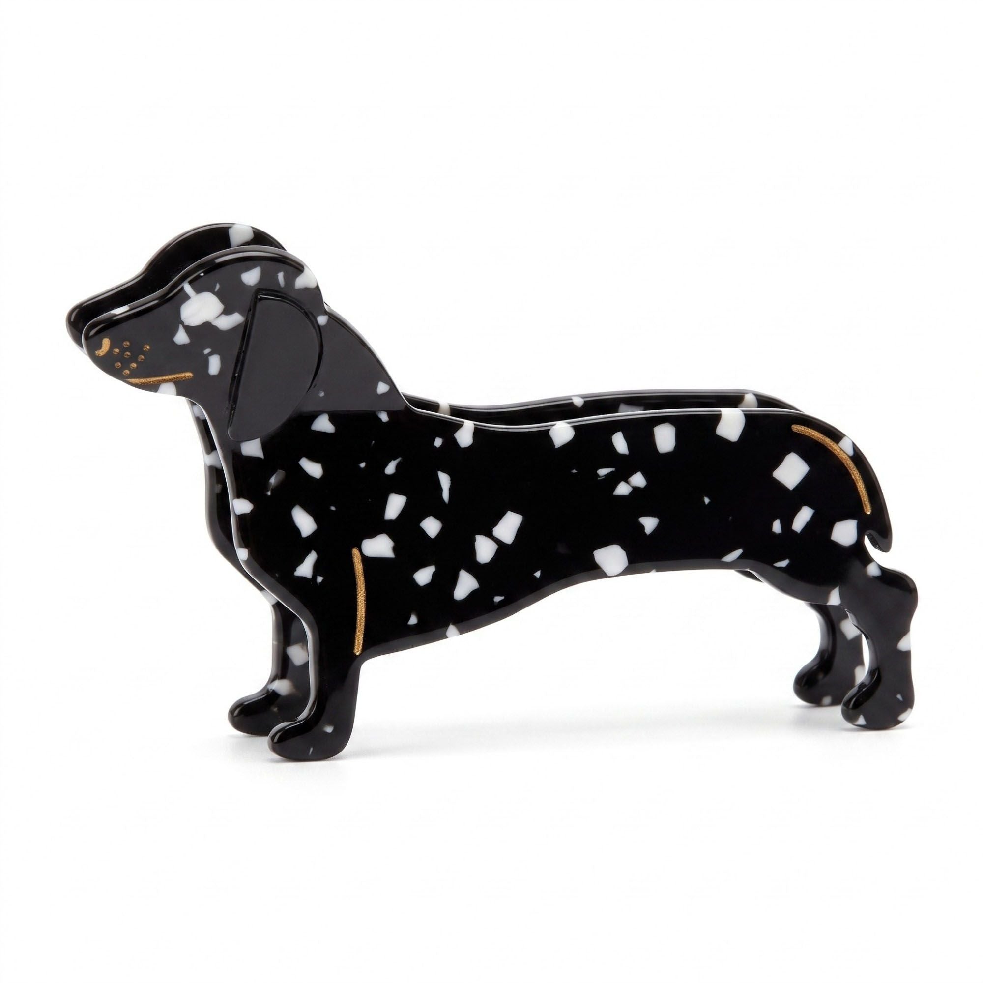 3pc Dachshund Dog Hair Claw Clip Set Speckled Puppy Hair Accessories