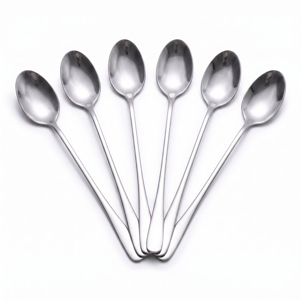 6-Piece Long Handle Stainless Steel Coffee and Iced Tea Spoon Set