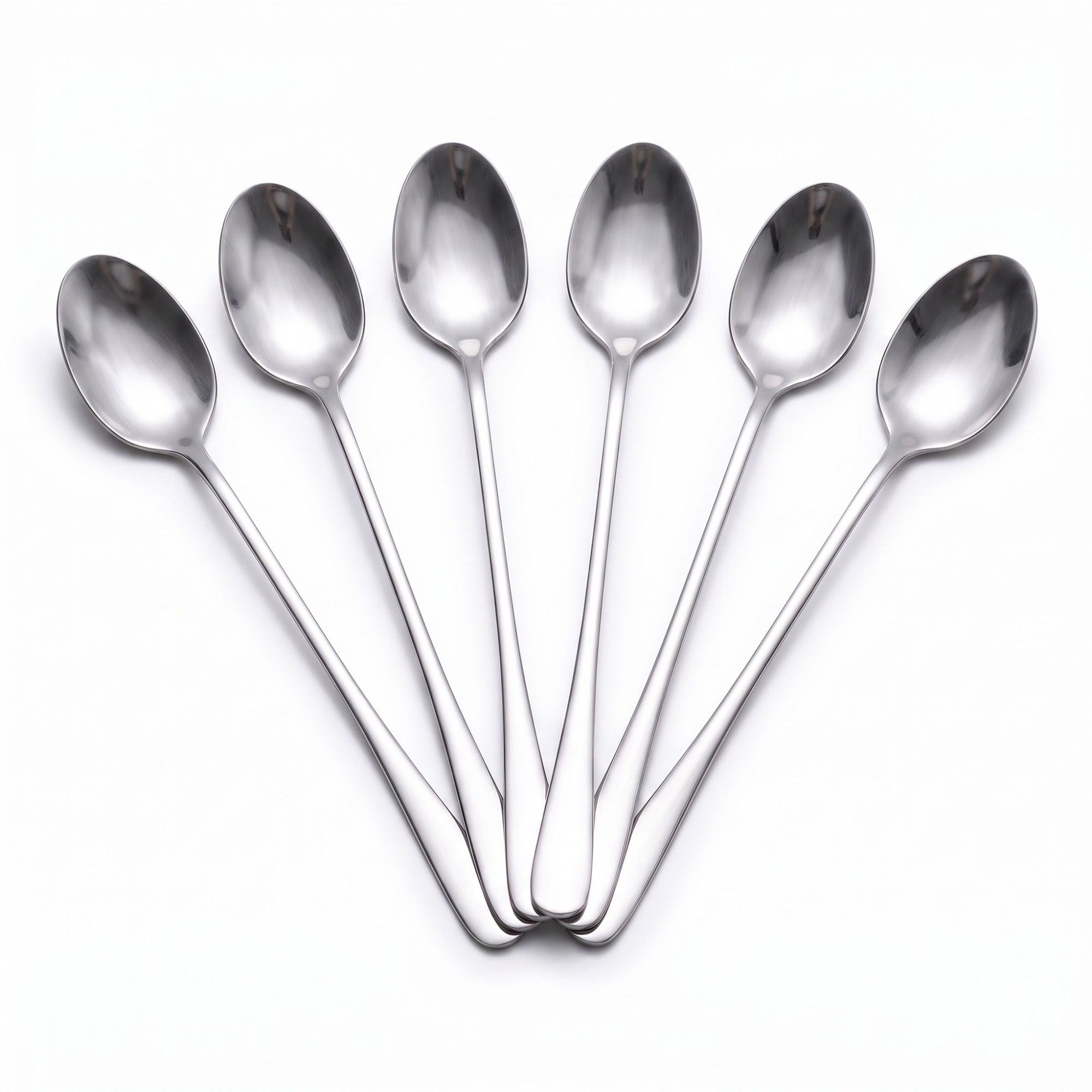 6-Piece Long Handle Stainless Steel Coffee and Iced Tea Spoon Set