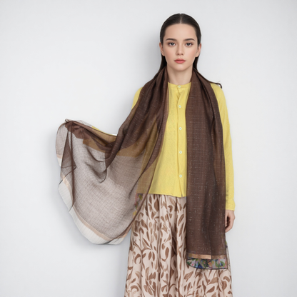 Anna-Kaci Women's Lightweight Sheer Scarf with Subtle Metallic Thread Detail Elegant Long Wrap Accessory