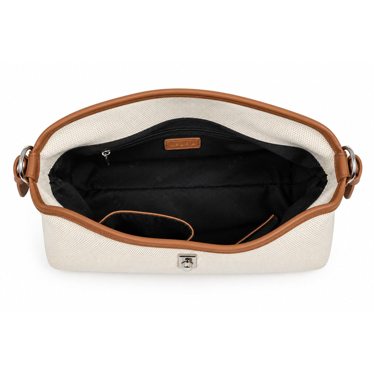Structured Shoulder Bag with Top Handle Turn Lock and Crossbody Strap