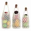 Macrame Hanging Produce Basket Set Woven Cotton Rope Storage Organizer