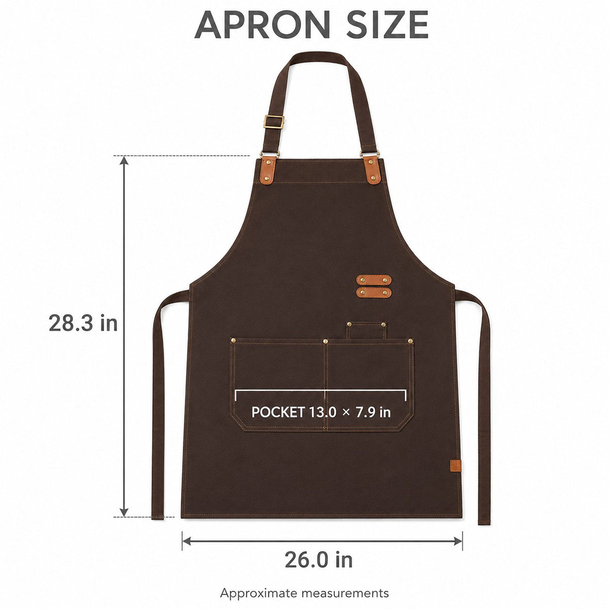 Water Resistant Canvas Bib Apron with Adjustable Straps and Pockets