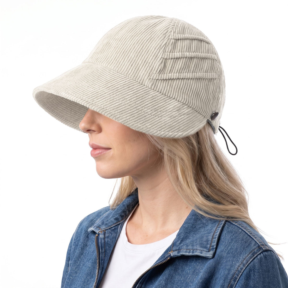 Corduroy Bucket Hat Wide Brim Adjustable Fit Casual Fall Winter Hat