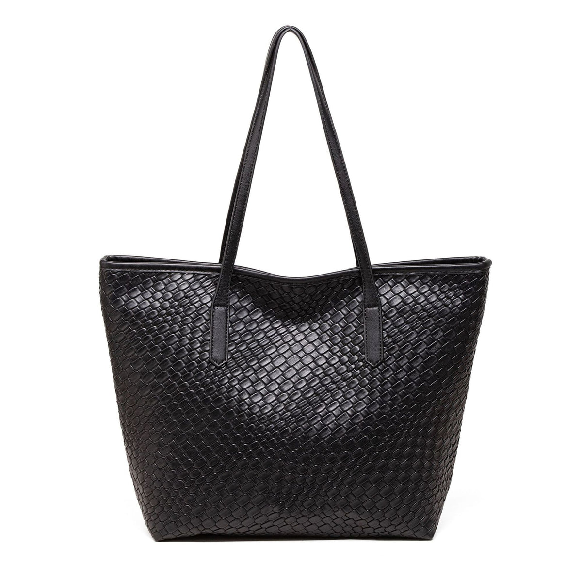 Woven Tote Bag Large Shoulder Handbag with Zipper Closure and Interior Pocket