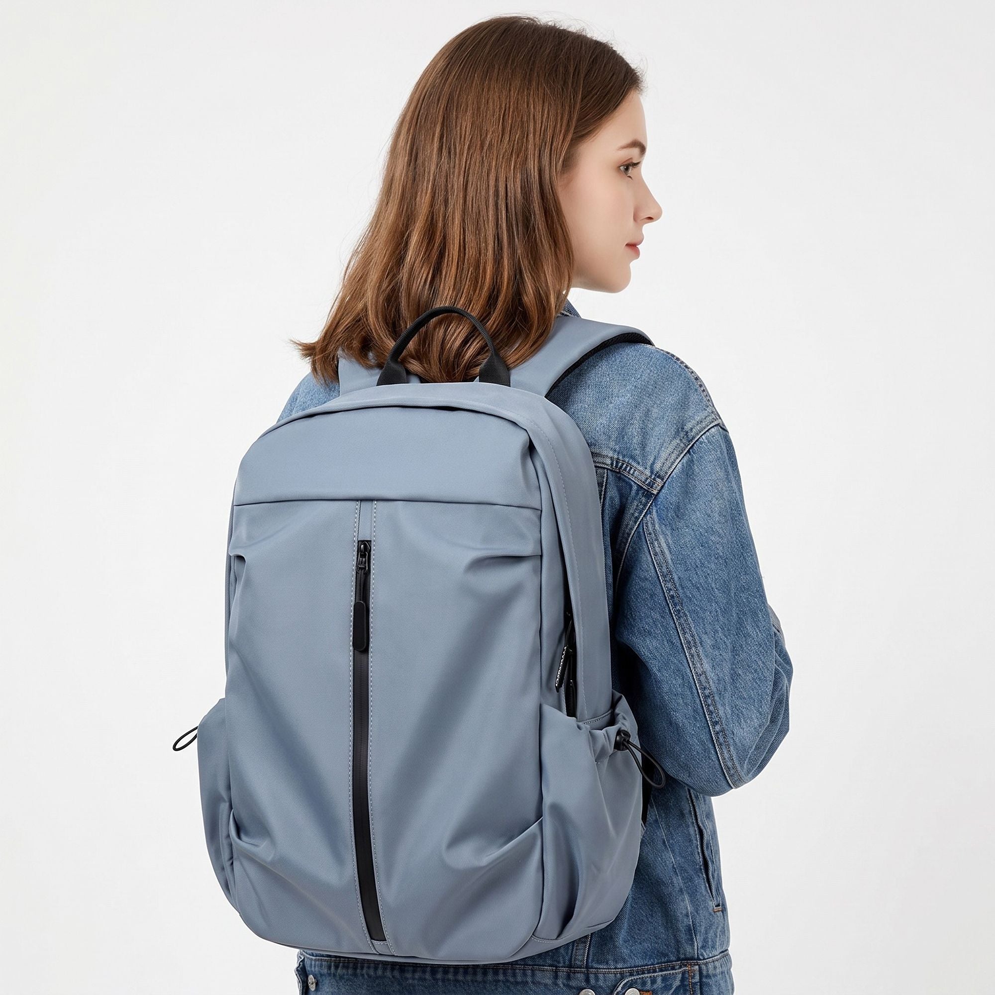 Lightweight Laptop Backpack with Vertical Front Zip Pocket Side Pockets and Adjustable Padded Straps