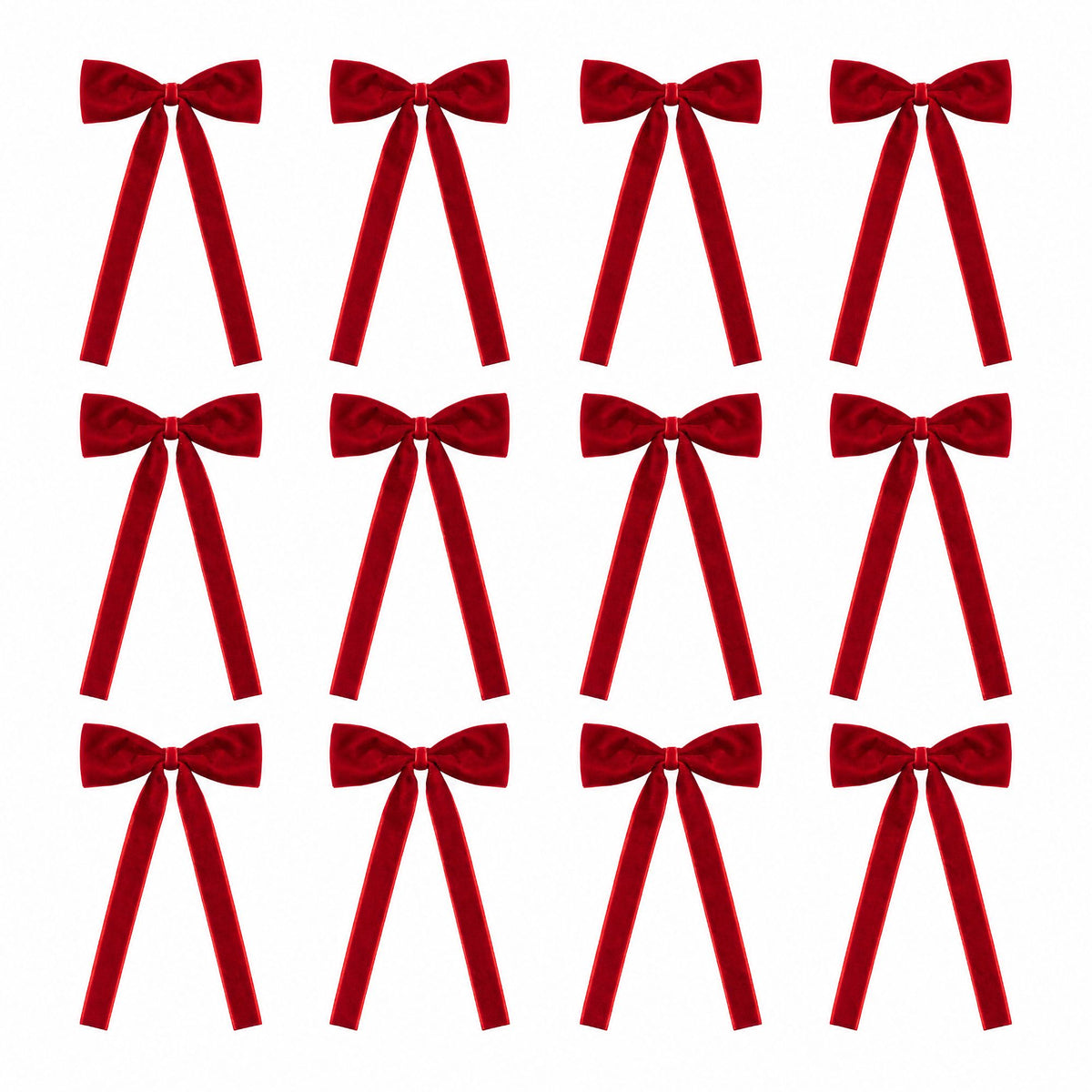 12ct Velvet Christmas Bows Long Tail Holiday Decorations