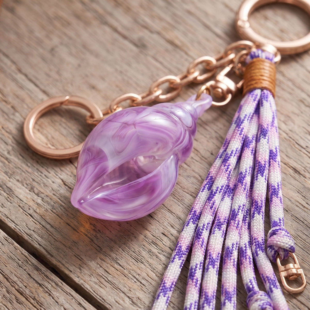 Coastal Seashell Tassel Bag Charm Keychain