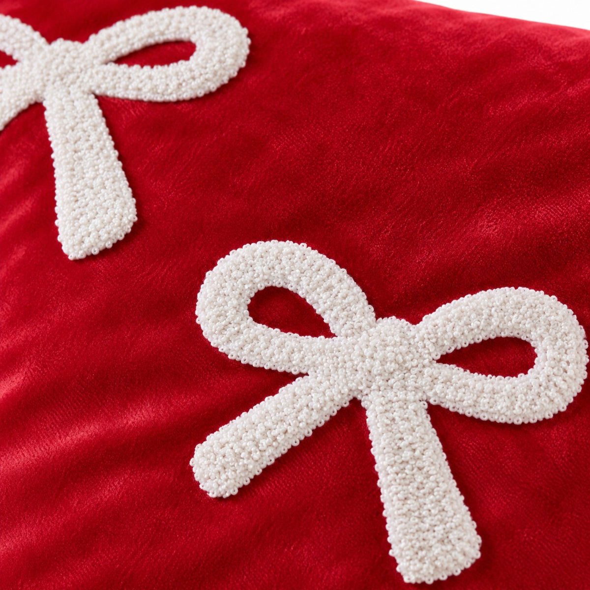 1 Piece Decorative Bow Throw Pillow Cover Soft Velvet Christmas Accent 18 x 18 Inch
