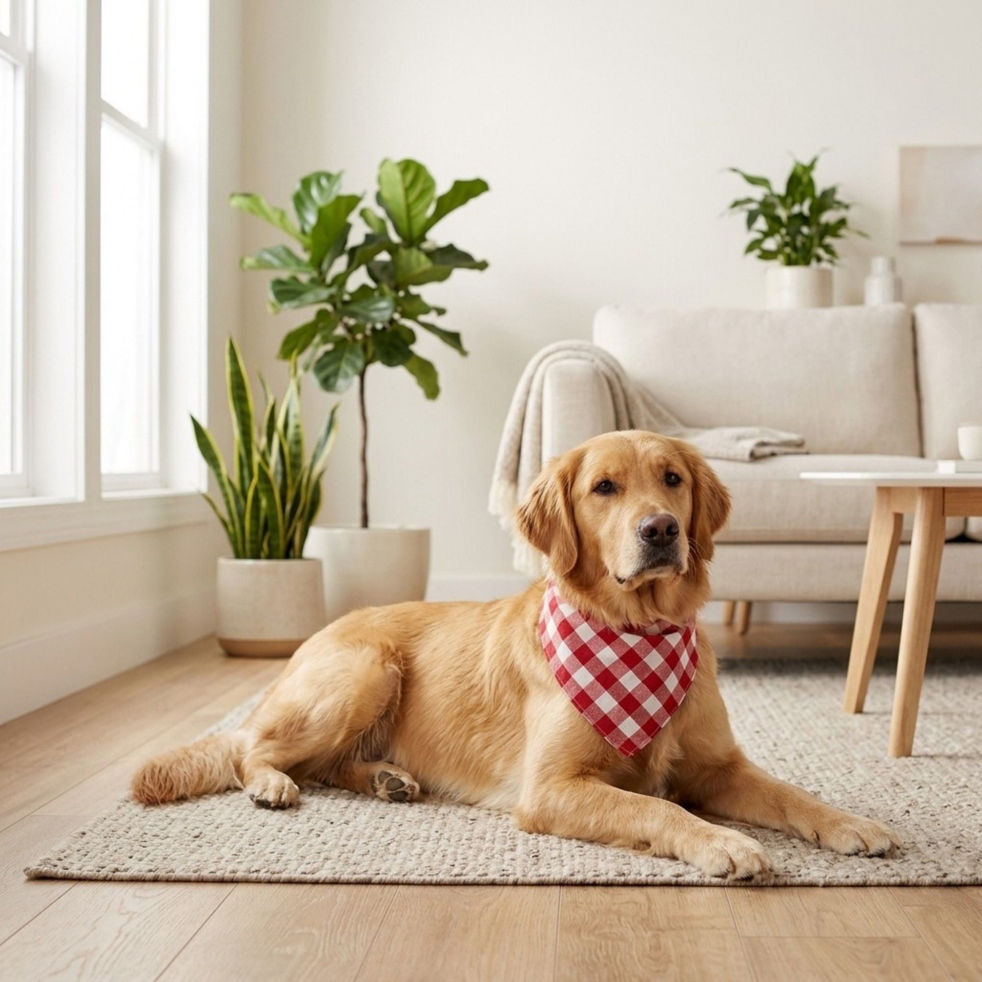 Red Plaid Pet Bandana Scarf Tie-On Triangle Neck Accessory Classic Buffalo Check
