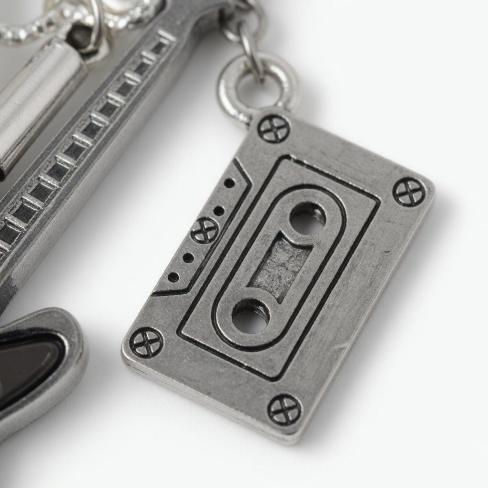 Guitar Charm Keychain with Microphone Tape Pendant Music Theme Bag Charm Key Ring Accessory