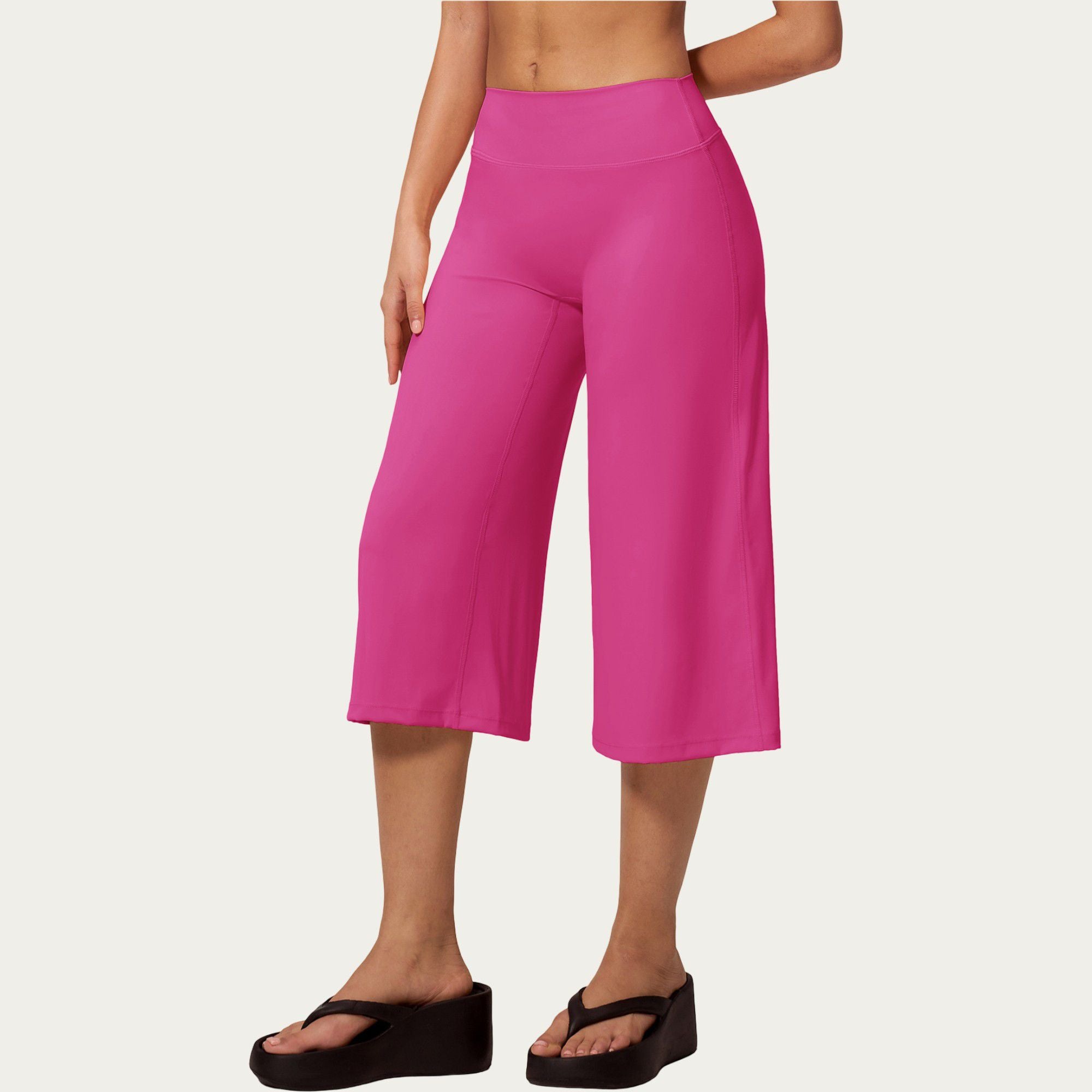 Anna-Kaci Active Women's High Waist Capri Wide Leg Pants with Smooth Stretch Fabric and Relaxed Fit
