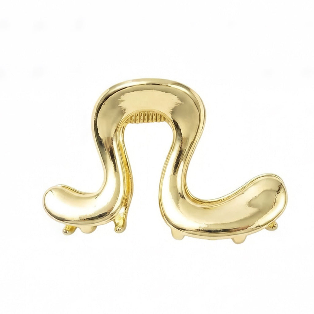 Sculptural Hair Clip with Curved Open Shape and Polished Finish 2.3x0.8in