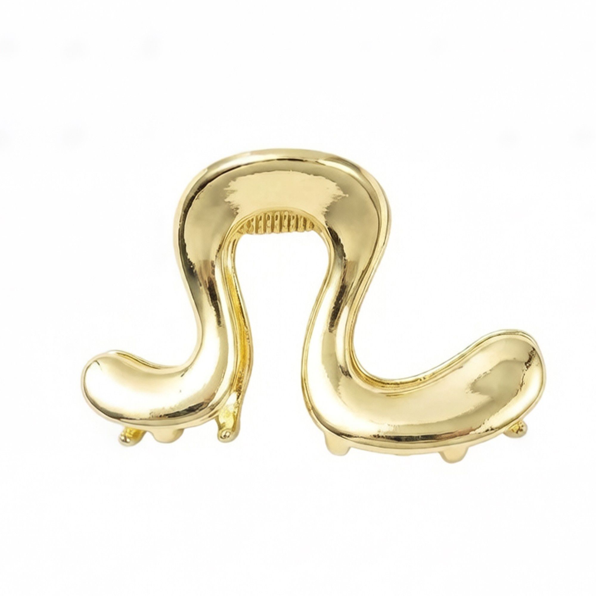 Sculptural Hair Clip with Curved Open Shape and Polished Finish 2.3x0.8in