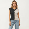 Khaki women's vest with colorblock, ribbed and sleeveless
