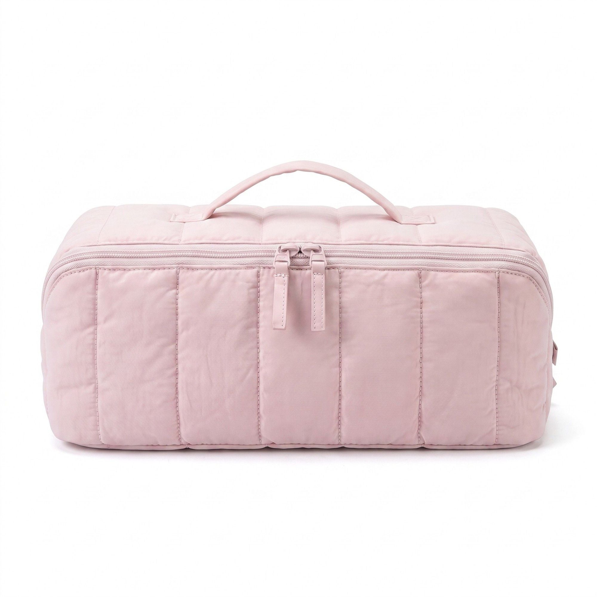 Vertical Padded Rectangular Travel Pouch with Top Carry Handle and Dual Zipper Pulls 16.7x5.3x5.3in